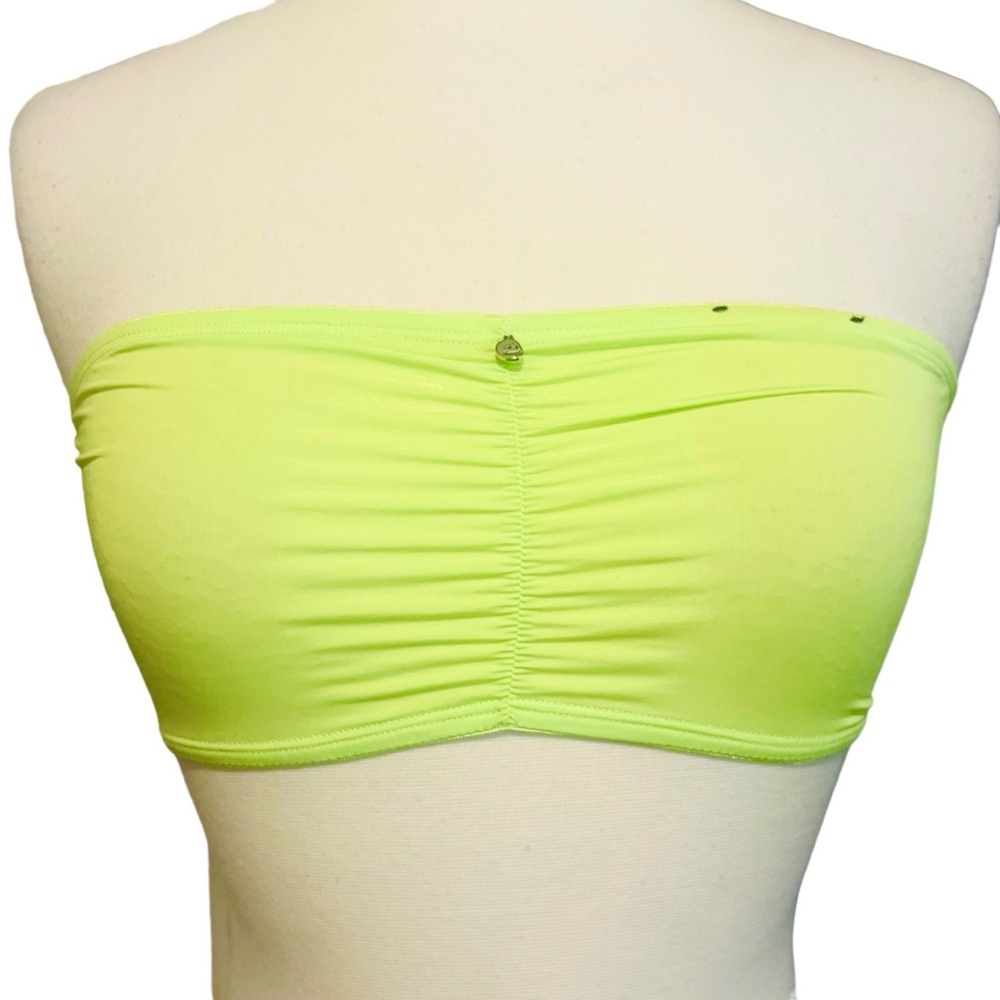 Cheap Monday Neon Green Bandeau Bra Bralette with‎ Ruching Center, Size Med